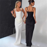 Autumn Winter Women Ruched Slim Waist Bodycon Strap Dress