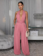 Women's Casual Halter Low Back Sleeveless Wide-Leg Jumpsuit