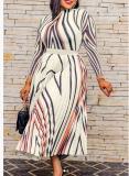Women Spring/Summer Irregular Print Pleated Dress