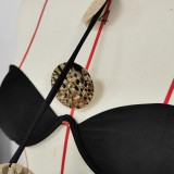 Women black strapless sexy three-piece slit skirt