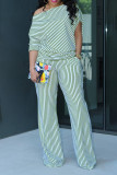 Women Casual Asymmetrical Slash Shoulder Top and Pant Two-Piece Set