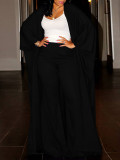 Women Casual Bell Bottom Sleeve Robe Dress and Pant Two-Piece Set
