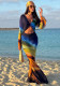 Women Gradient Print Mesh Long-Sleeve Backless Lace-Up Maxi Dress