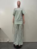 Women Casual Asymmetrical Slash Shoulder Top and Pant Two-Piece Set