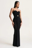 Spring Women Strapless Ruched Slim Waist Elegant Formal Long Dress