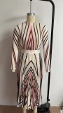 Women Spring/Summer Irregular Print Pleated Dress