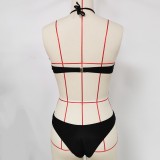 Women black strapless sexy three-piece slit skirt
