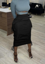 Women Casual Solid Drawstring Skirt