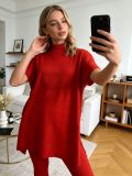 Spring Women Casual Sleeveless Pullover Sweater Two Piece Pants Set