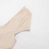Women Spring/Summer Sexy Backless Short-Sleeve Top and Capri Pants Casual Two-Piece Set