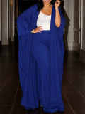 Women Casual Bell Bottom Sleeve Robe Dress and Pant Two-Piece Set