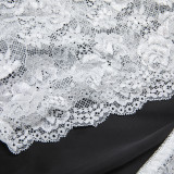 Women See-Through Lace White Off-Shoulder Sexy Top and Panties Lingerie Two-Piece Set