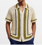 Men's American style casual knitting openwork striped top