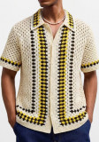 Men's American style casual knitting openwork striped top