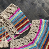 Women beach strapless multi-color crochet knitting two-piece swimwear