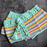 Women beach strapless multi-color crochet knitting two-piece swimwear