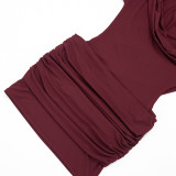 Women Spring/Summer Casual Off-Shoulder Slash Shoulder Pleated Mini Dress
