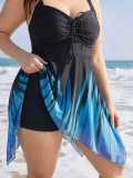 Plus Size Women Tummy Control Swimming Dress One Piece Swimsuit