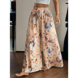 Plus Size Women High Waist Tie-Dye Drawstring Wide Leg Pants