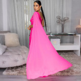 Women Sleeveless Split Cape Elegant Long Dress
