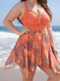 Plus Size Women Tummy Control Swimming Dress One Piece Swimsuit
