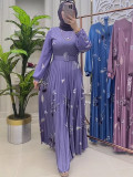 Spring Women Printed Slim Waist Long Sleeve Chic Dress