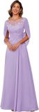 Summer Women Lace Applique Chiffon Mother of the Bride Evening Dress