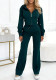 Spring Women Hooded Zipper Slim Fit Top and Wide Leg Pants Set