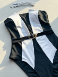 Women Sexy Patchwork One Piece Bikini Swimsuit