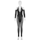 Summer Women Sexy Halter See Through Long Sleeve Jumpsuit