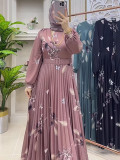 Spring Women Printed Slim Waist Long Sleeve Chic Dress