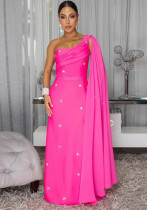Women Sleeveless Split Cape Elegant Long Dress Women Sleeveless Split Cape Elegant Long Dress