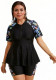 Plus Size Women Zipper Two Piece Swimsuit