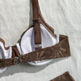 Holidays Women Lace Hollow Three Piece Bikini Swimsuit