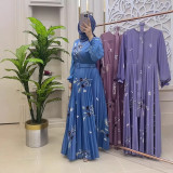 Spring Women Printed Slim Waist Long Sleeve Chic Dress
