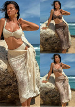 Holidays Women Lace Hollow Three Piece Bikini Swimsuit