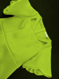 Plus Size Women Hollow Square Neck Puff Sleeve Slim Waist Bodycon Dress