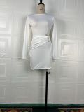 Spring Women Metal Detail Slim Fit Bodycon Mini Dress