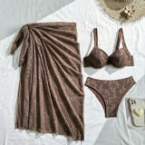 Holidays Women Lace Hollow Three Piece Bikini Swimsuit