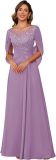 Summer Women Lace Applique Chiffon Mother of the Bride Evening Dress