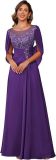 Summer Women Lace Applique Chiffon Mother of the Bride Evening Dress