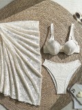 Holidays Women Lace Hollow Three Piece Bikini Swimsuit