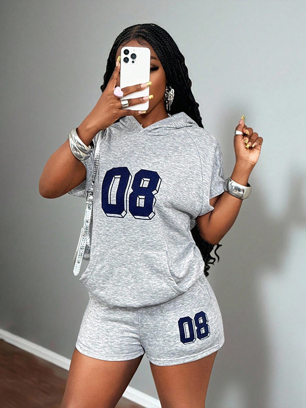 Letter Print Hooded Sweatshirt for Casual Loungewear
