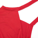 Spring Women Solid Strap Sexy Tank Top Pants Set