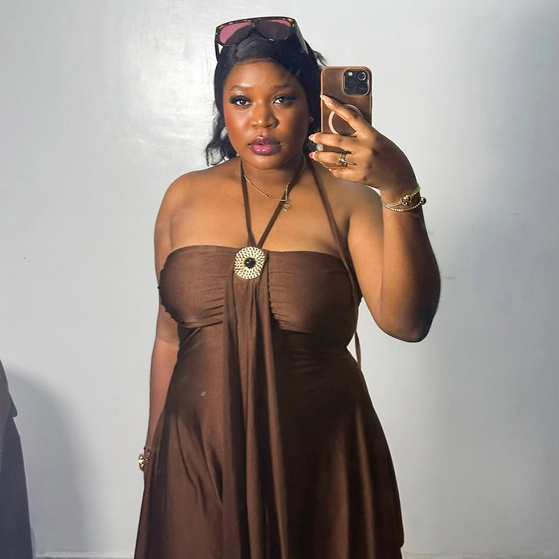 Strapless Halter Neck Mini Dress for Evening Parties