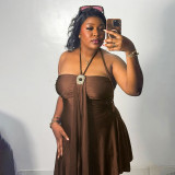 Women Sexy Strapless Halter Neck Dress