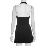 Women Sexy Halter U-Neck Sleeveless Slim Fit Bodycon Dress