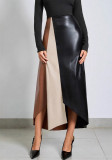 Women Autumn/Winter PU Pu-Leather Bodycon Zipper Skirt