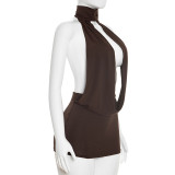 Summer Women Sexy Halter Low Back Sleeveless Bodycon Mini Dress