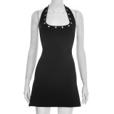Women Sexy Halter U-Neck Sleeveless Slim Fit Bodycon Dress